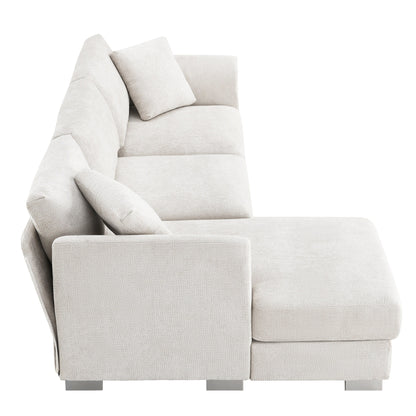 Canapé d'angle Cloud, ensemble de canapé de luxe en forme de L avec 2 coussins gratuits, mobilier d'intérieur en chenille 4 places avec chaise longue surdimensionnée