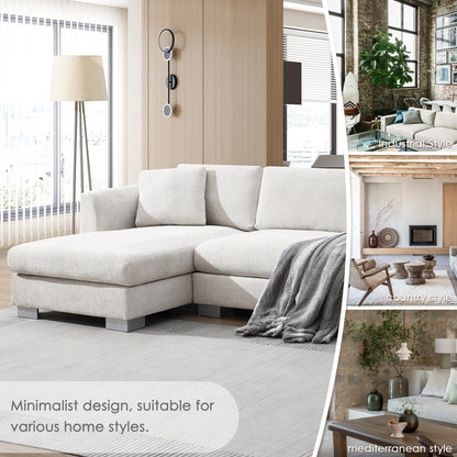 Canapé d'angle Cloud, ensemble de canapé de luxe en forme de L avec 2 coussins gratuits, mobilier d'intérieur en chenille 4 places avec chaise longue surdimensionnée