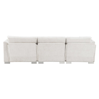 Canapé d'angle Cloud, ensemble de canapé de luxe en forme de L avec 2 coussins gratuits, mobilier d'intérieur en chenille 4 places avec chaise longue surdimensionnée