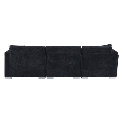 Canapé d'angle Cloud, ensemble de canapé de luxe en forme de L avec 2 coussins gratuits, mobilier d'intérieur en chenille 4 places avec chaise longue surdimensionnée