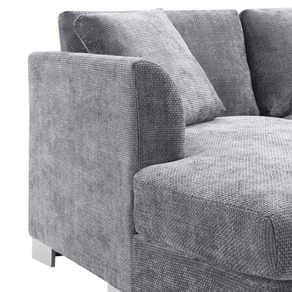 Canapé d'angle Cloud, ensemble de canapé de luxe en forme de L avec 2 coussins gratuits, mobilier d'intérieur en chenille 4 places avec chaise longue surdimensionnée