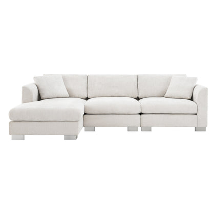 Canapé d'angle Cloud, ensemble de canapé de luxe en forme de L avec 2 coussins gratuits, mobilier d'intérieur en chenille 4 places avec chaise longue surdimensionnée