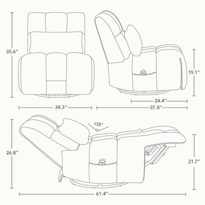 Fauteuil inclinable pivotant et oscillant Cole Power avec soutien lombaire