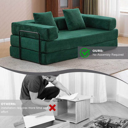 Canapé-lit de sol convertible avec dossier capitonné en chenille pour salon et chambre à coucher