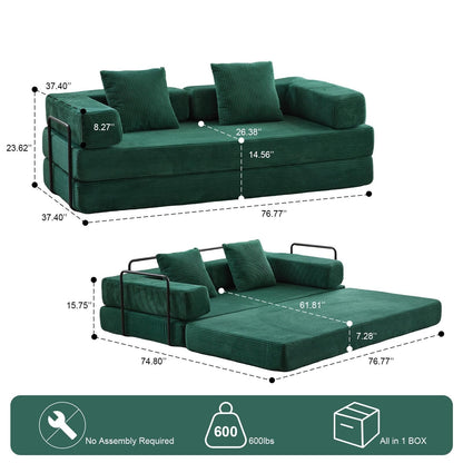 Canapé-lit de sol convertible avec dossier capitonné en chenille pour salon et chambre à coucher