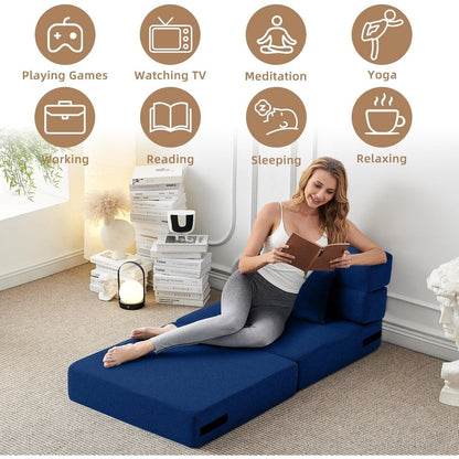 Canapé-lit convertible et pliable - Fauteuil-lit moderne en lin avec coussin et matelas pliable pour salon/chambre d'étudiant/chambre d'amis