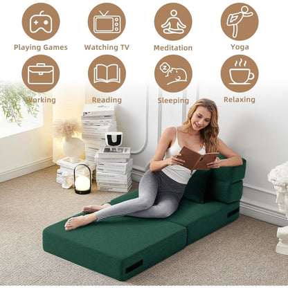 Canapé-lit convertible et pliable - Fauteuil-lit moderne en lin avec coussin et matelas pliable pour salon/chambre d'étudiant/chambre d'amis