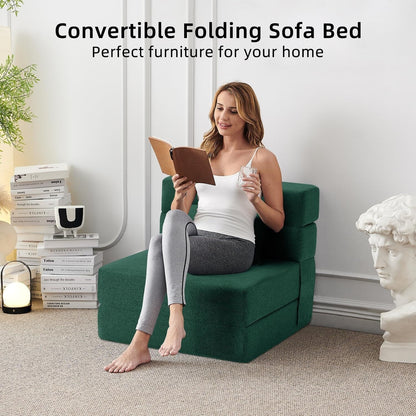 Canapé-lit convertible et pliable - Fauteuil-lit moderne en lin avec coussin et matelas pliable pour salon/chambre d'étudiant/chambre d'amis