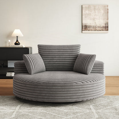 Fauteuil pivotant à une place en chenille cordouroyée et mousse