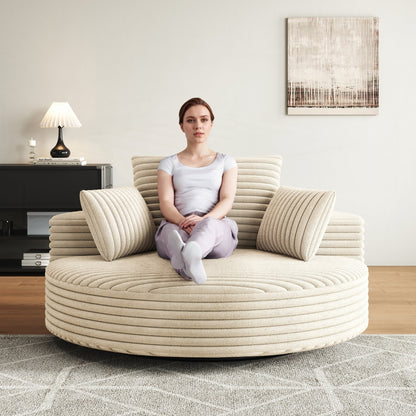 Fauteuil pivotant à une place en chenille cordouroyée et mousse