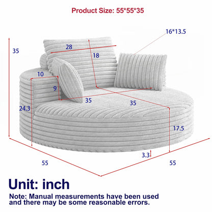 Fauteuil pivotant à une place en chenille cordouroyée et mousse