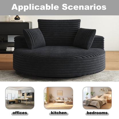 Fauteuil pivotant à une place en chenille cordouroyée et mousse