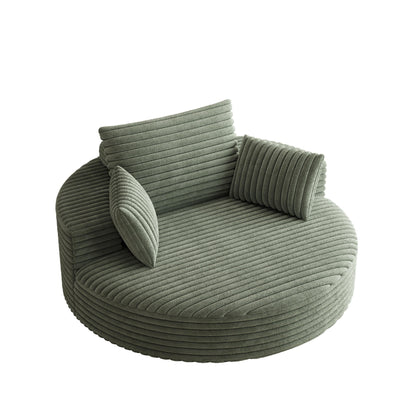 Fauteuil pivotant à une place en chenille cordouroyée et mousse