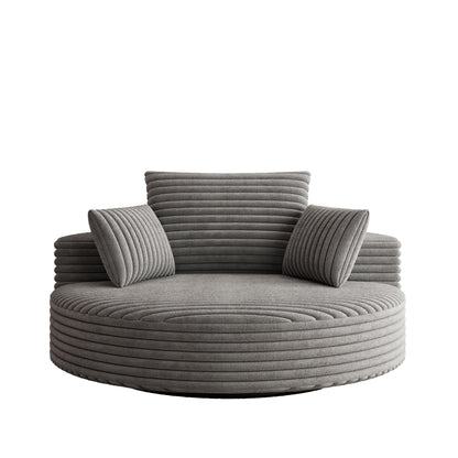 Fauteuil pivotant à une place en chenille cordouroyée et mousse