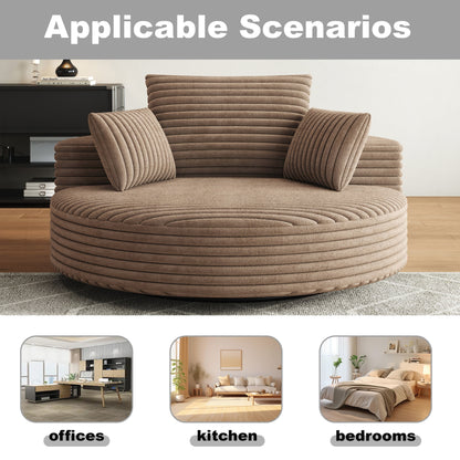 Fauteuil pivotant à une place en chenille cordouroyée et mousse