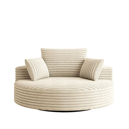 Fauteuil pivotant à une place en chenille cordouroyée et mousse