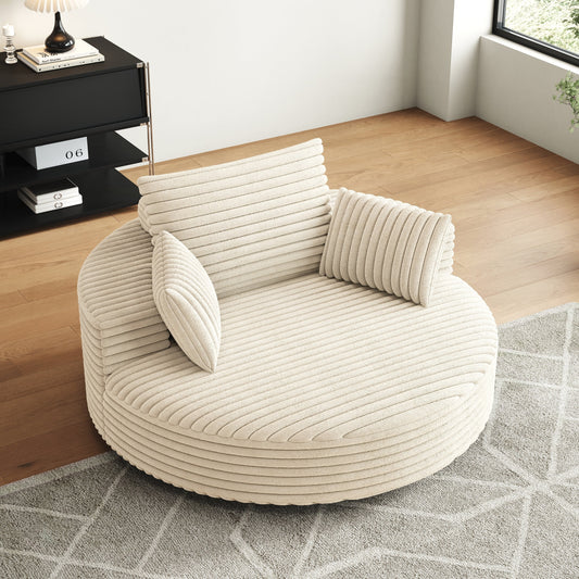Fauteuil pivotant à une place en chenille cordouroyée et mousse