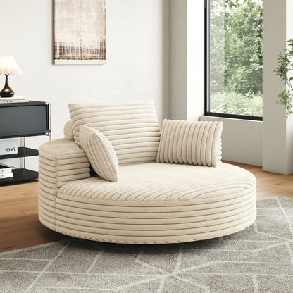 Fauteuil pivotant à une place en chenille cordouroyée et mousse
