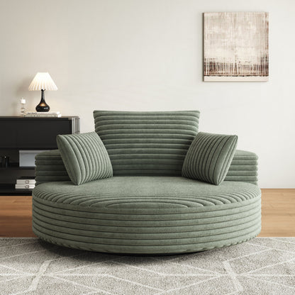 Fauteuil pivotant à une place en chenille cordouroyée et mousse