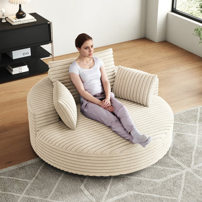 Fauteuil pivotant à une place en chenille cordouroyée et mousse