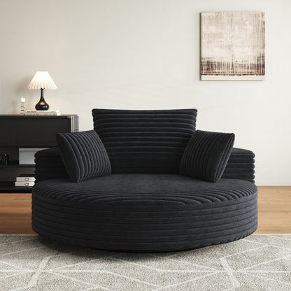 Fauteuil pivotant à une place en chenille cordouroyée et mousse