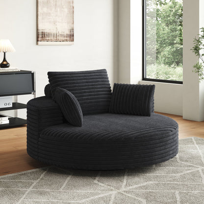 Fauteuil pivotant à une place en chenille cordouroyée et mousse