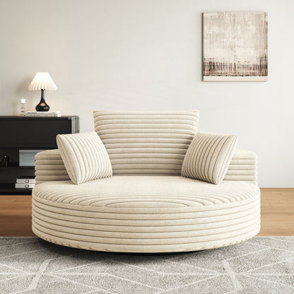 Fauteuil pivotant à une place en chenille cordouroyée et mousse