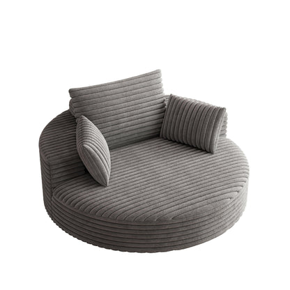 Fauteuil pivotant à une place en chenille cordouroyée et mousse