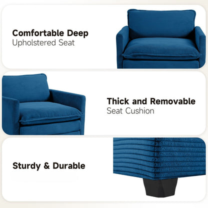 Canapé d'angle en velours côtelé avec ottomans amovibles et coussins ultra-doux pour salon et chambre à coucher
