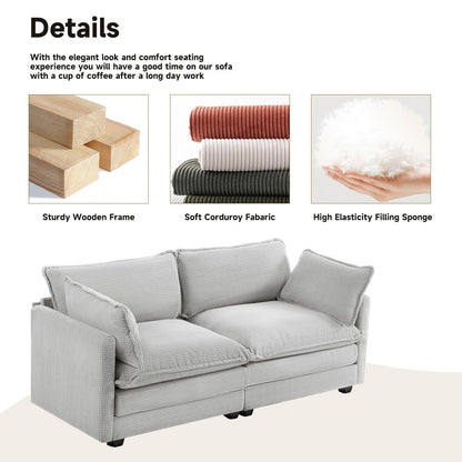 Canapé d'angle en velours côtelé avec ottomans amovibles et coussins ultra-doux pour salon et chambre à coucher