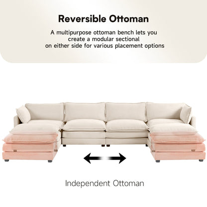 Canapé d'angle en velours côtelé avec ottomans amovibles et coussins ultra-doux pour salon et chambre à coucher