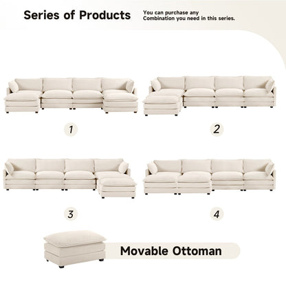 Canapé d'angle en velours côtelé avec ottomans amovibles et coussins ultra-doux pour salon et chambre à coucher