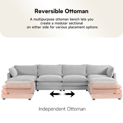 Canapé d'angle en velours côtelé avec ottomans amovibles et coussins ultra-doux pour salon et chambre à coucher