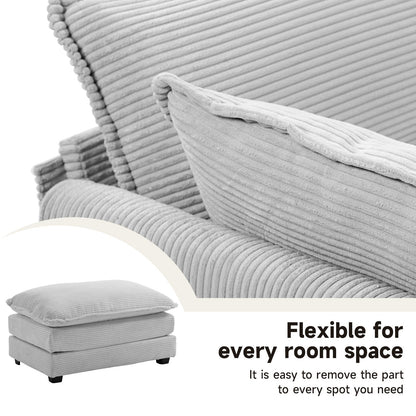 Canapé d'angle en velours côtelé avec ottomans amovibles et coussins ultra-doux pour salon et chambre à coucher