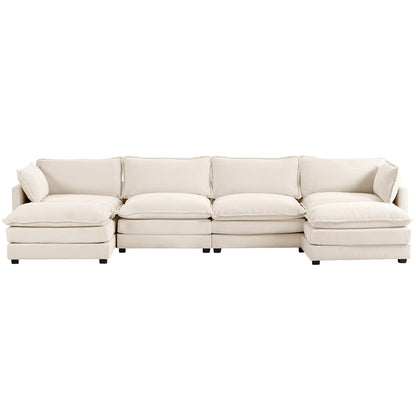 Canapé d'angle en velours côtelé avec ottomans amovibles et coussins ultra-doux pour salon et chambre à coucher