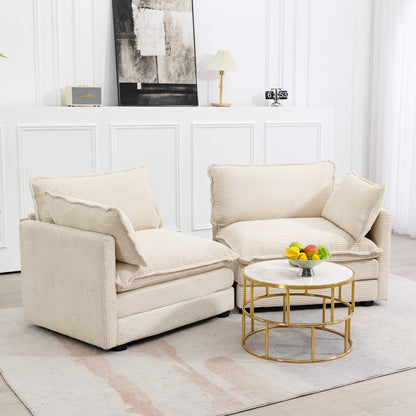 Canapé d'angle en velours côtelé avec ottomans amovibles et coussins ultra-doux pour salon et chambre à coucher