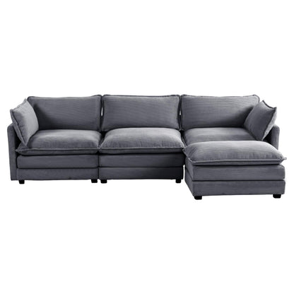 Canapé d'angle en velours côtelé avec ottomans amovibles et coussins ultra-doux pour salon et chambre à coucher