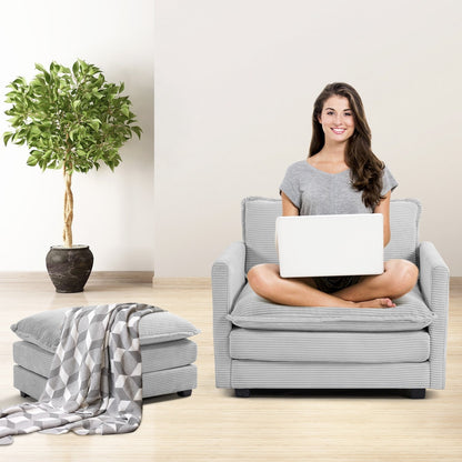 Canapé d'angle en velours côtelé avec ottomans amovibles et coussins ultra-doux pour salon et chambre à coucher