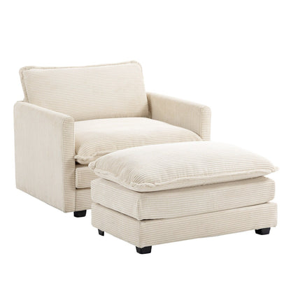 Canapé d'angle en velours côtelé avec ottomans amovibles et coussins ultra-doux pour salon et chambre à coucher