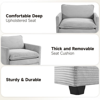 Canapé d'angle en velours côtelé avec ottomans amovibles et coussins ultra-doux pour salon et chambre à coucher