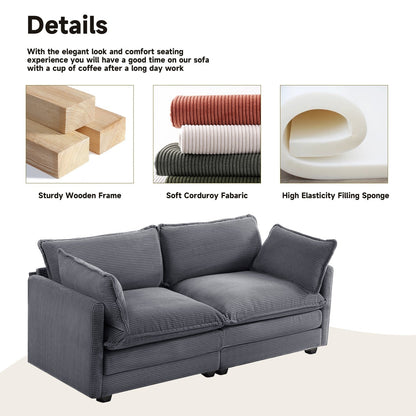 Canapé d'angle en velours côtelé avec ottomans amovibles et coussins ultra-doux pour salon et chambre à coucher