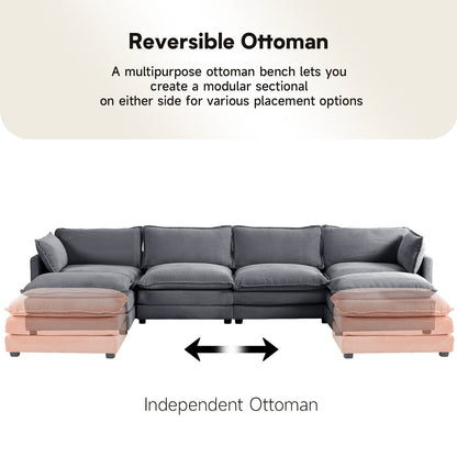 Canapé d'angle en velours côtelé avec ottomans amovibles et coussins ultra-doux pour salon et chambre à coucher