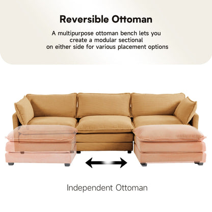 Canapé d'angle en velours côtelé avec ottomans amovibles et coussins ultra-doux pour salon et chambre à coucher