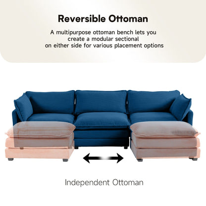 Canapé d'angle en velours côtelé avec ottomans amovibles et coussins ultra-doux pour salon et chambre à coucher