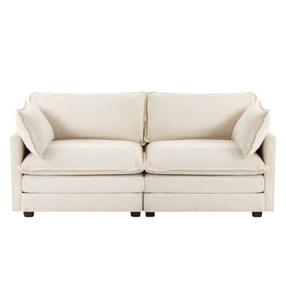 Canapé d'angle en velours côtelé avec ottomans amovibles et coussins ultra-doux pour salon et chambre à coucher