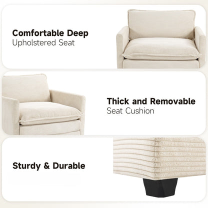 Canapé d'angle en velours côtelé avec ottomans amovibles et coussins ultra-doux pour salon et chambre à coucher