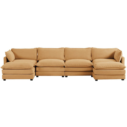 Canapé d'angle en velours côtelé avec ottomans amovibles et coussins ultra-doux pour salon et chambre à coucher