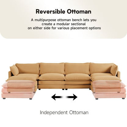 Canapé d'angle en velours côtelé avec ottomans amovibles et coussins ultra-doux pour salon et chambre à coucher