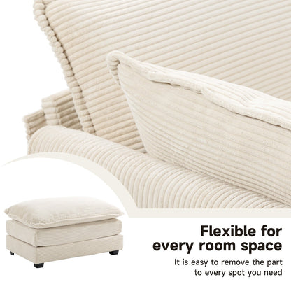 Canapé d'angle en velours côtelé avec ottomans amovibles et coussins ultra-doux pour salon et chambre à coucher