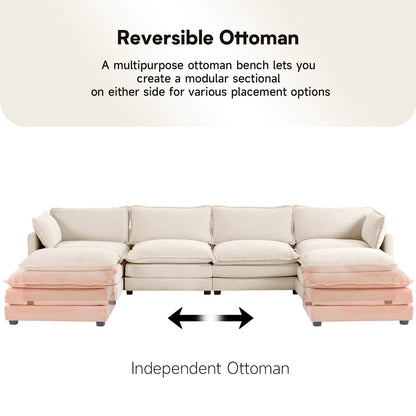 Canapé d'angle en velours côtelé avec ottomans amovibles et coussins ultra-doux pour salon et chambre à coucher